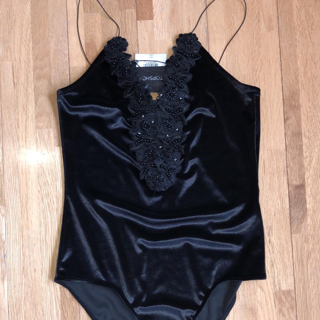 Black Velvet Leotard From Topshop Never Worn Tag Depop 2438