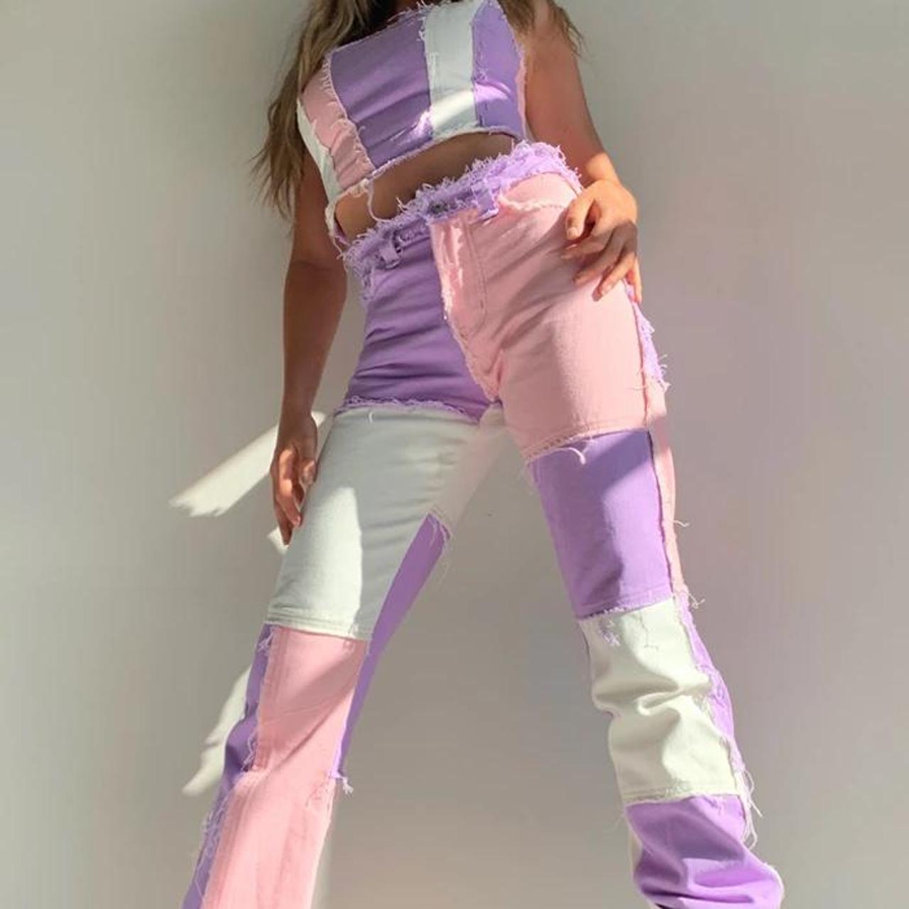 Jaded London pink patchwork jeans Worn a few times... Depop