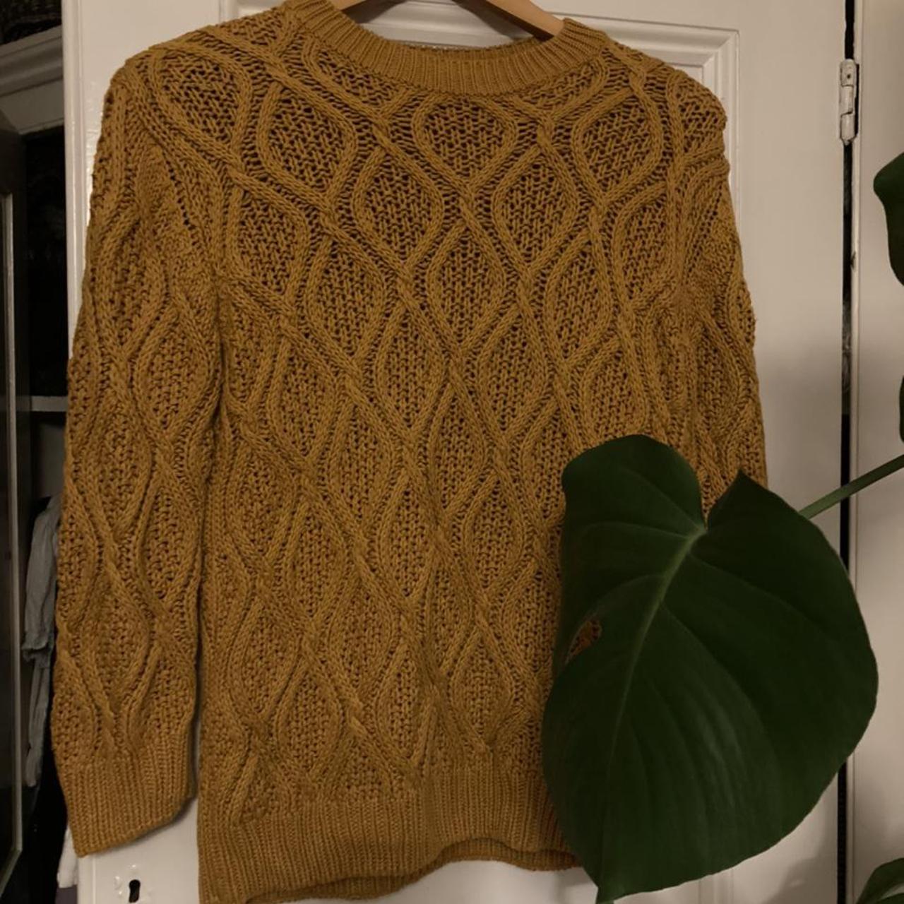 Zara Mustard Yellow Cable Knit Jumper. Size medium.... Depop