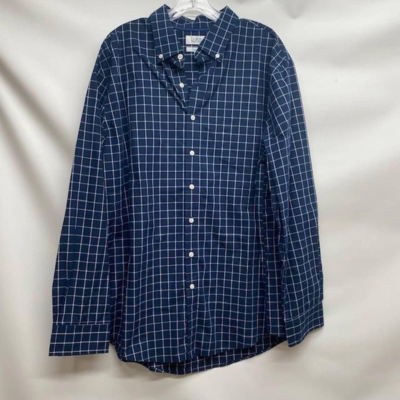 Croft Barrow Easy Care Blue / White Plaid Shirt Long... - Depop