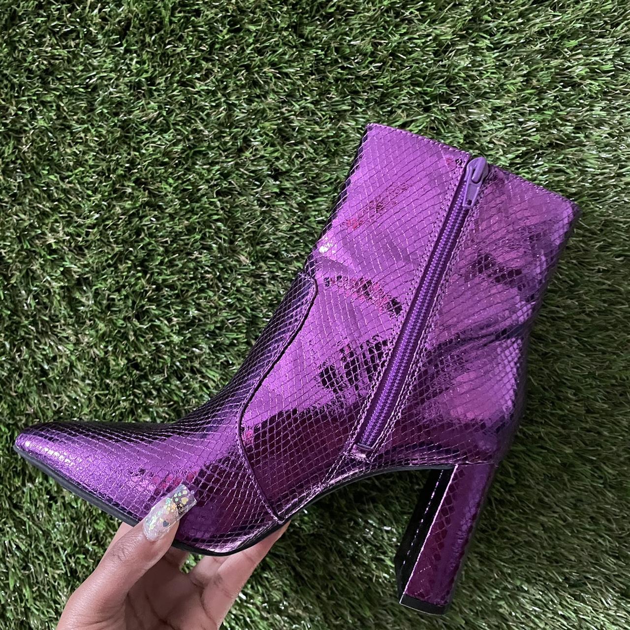 Purple Faux Snake Skin Booties,