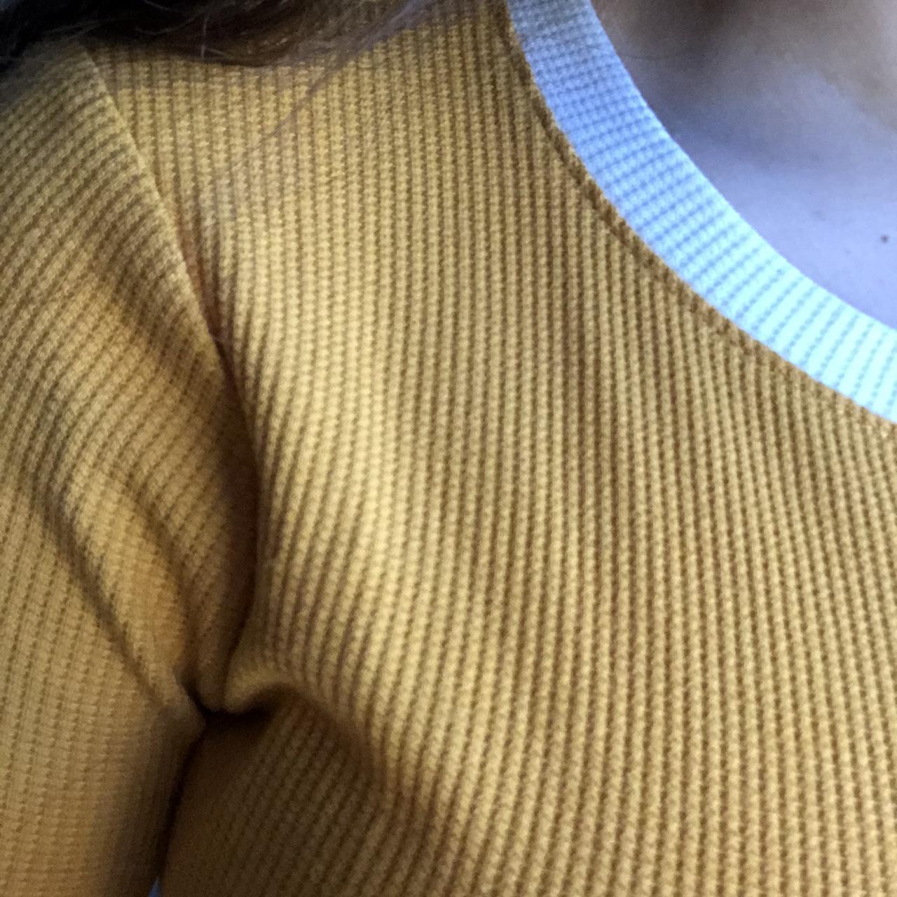 adorable mustard yellow ribbed long sleeved top with... - Depop