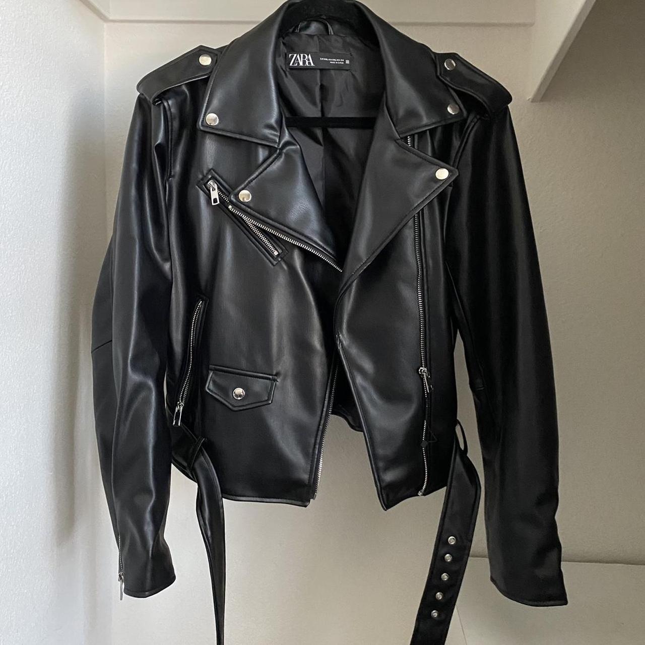 Zara faux leather jacket Size xxl but fit more like... - Depop