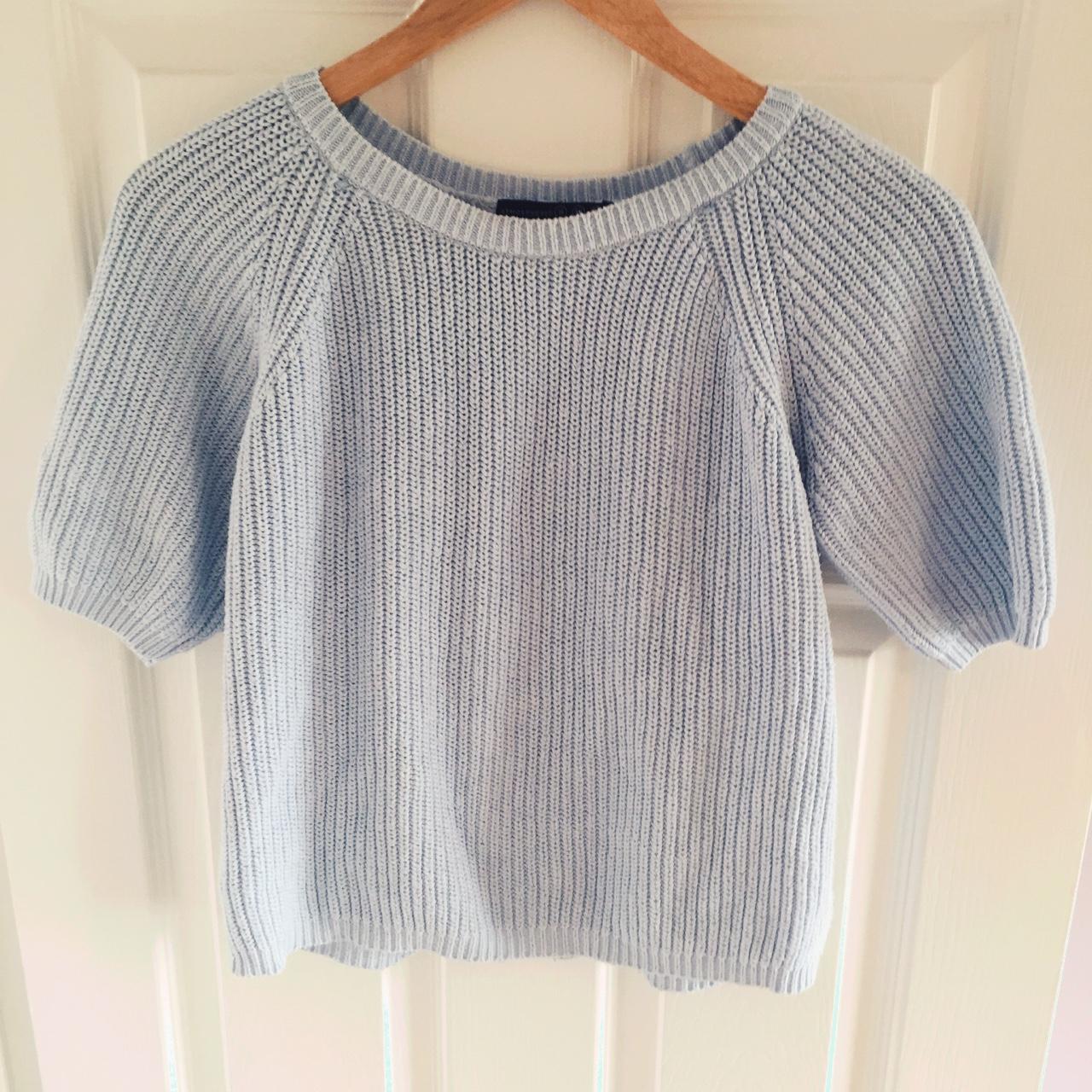 Cute baby blue jumper with capped sleeves from... Depop