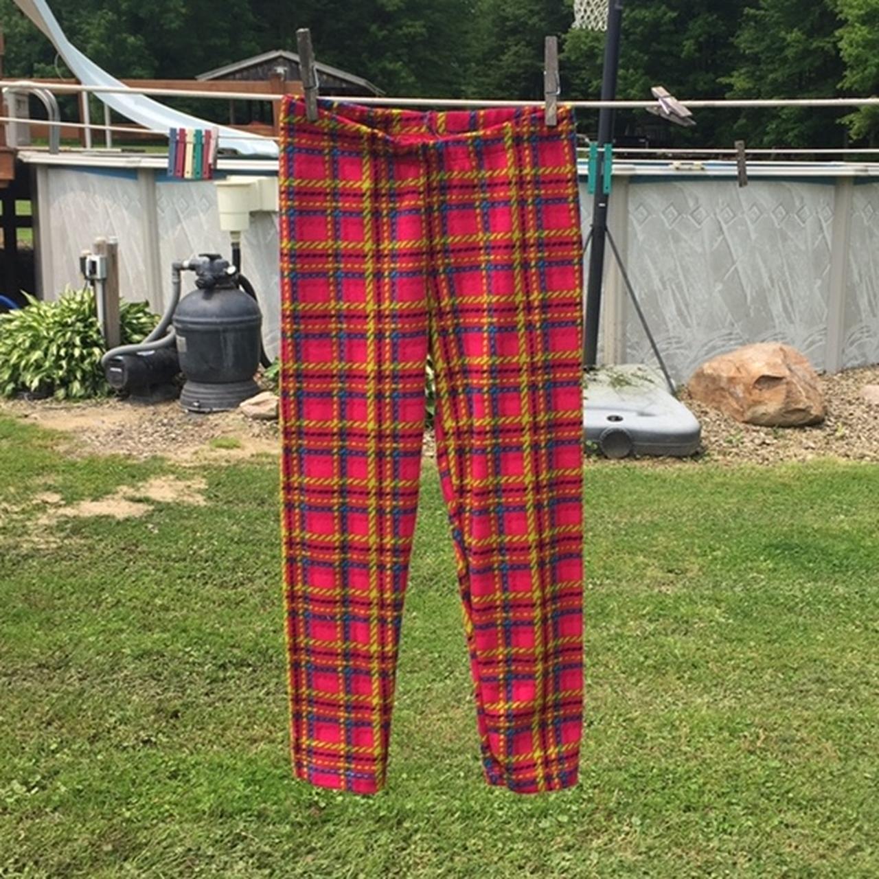 hot pink plaid pants good condition brand 21st... Depop