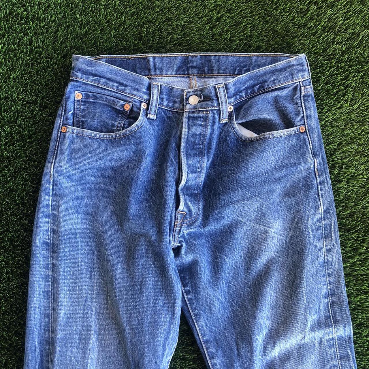 + Vintage light wash Levi 501 denim jeans +... - Depop