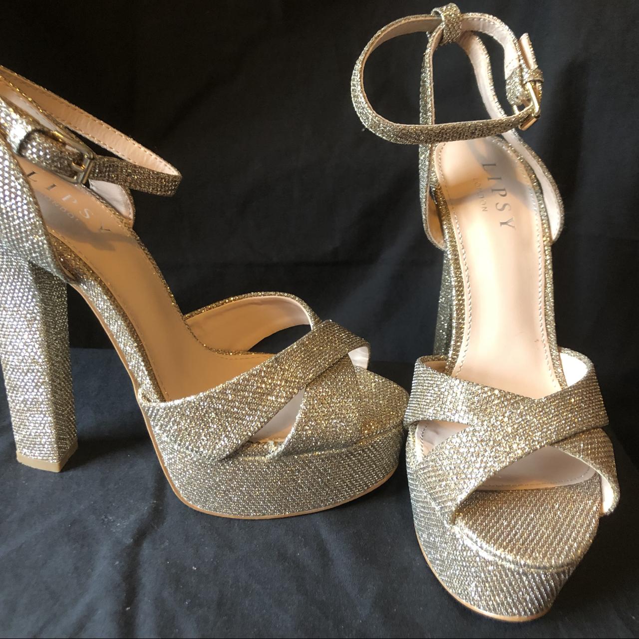 Gold glittery Lipsy London heels excellent