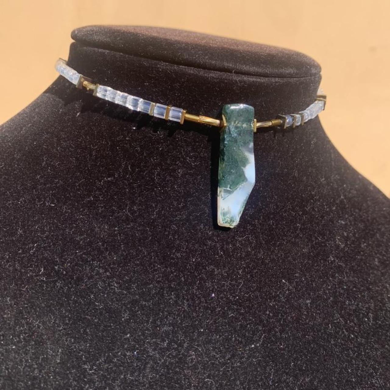 Product Image 2 - MOSS AGATE choker 
Clear beading