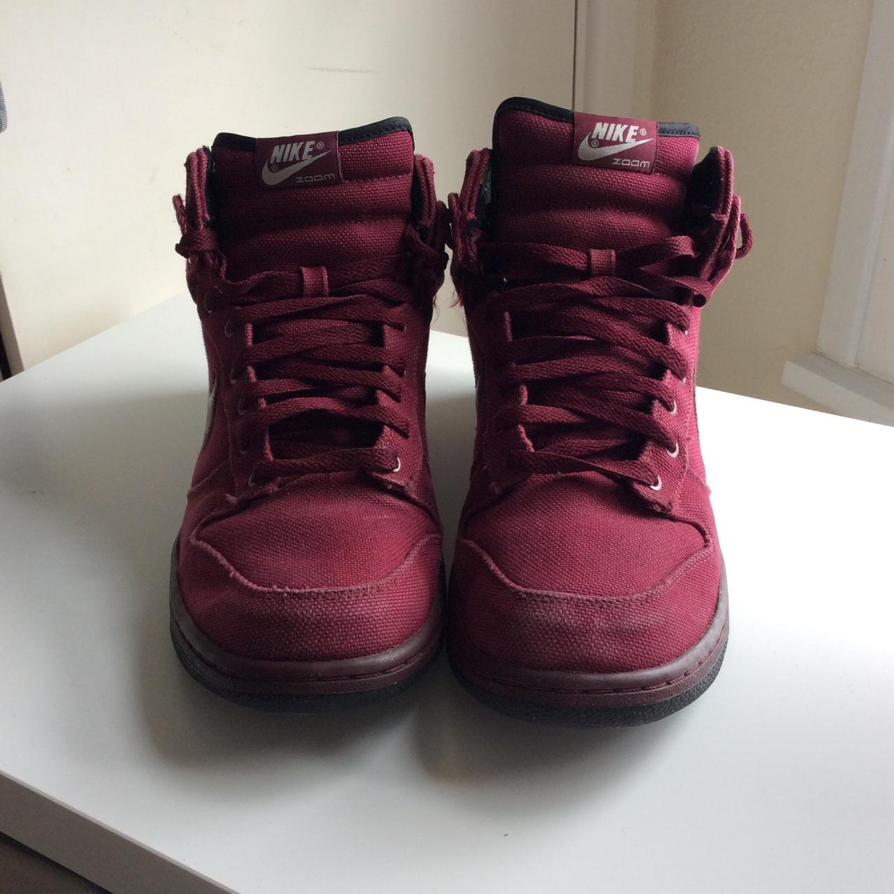 burgundy nike high tops