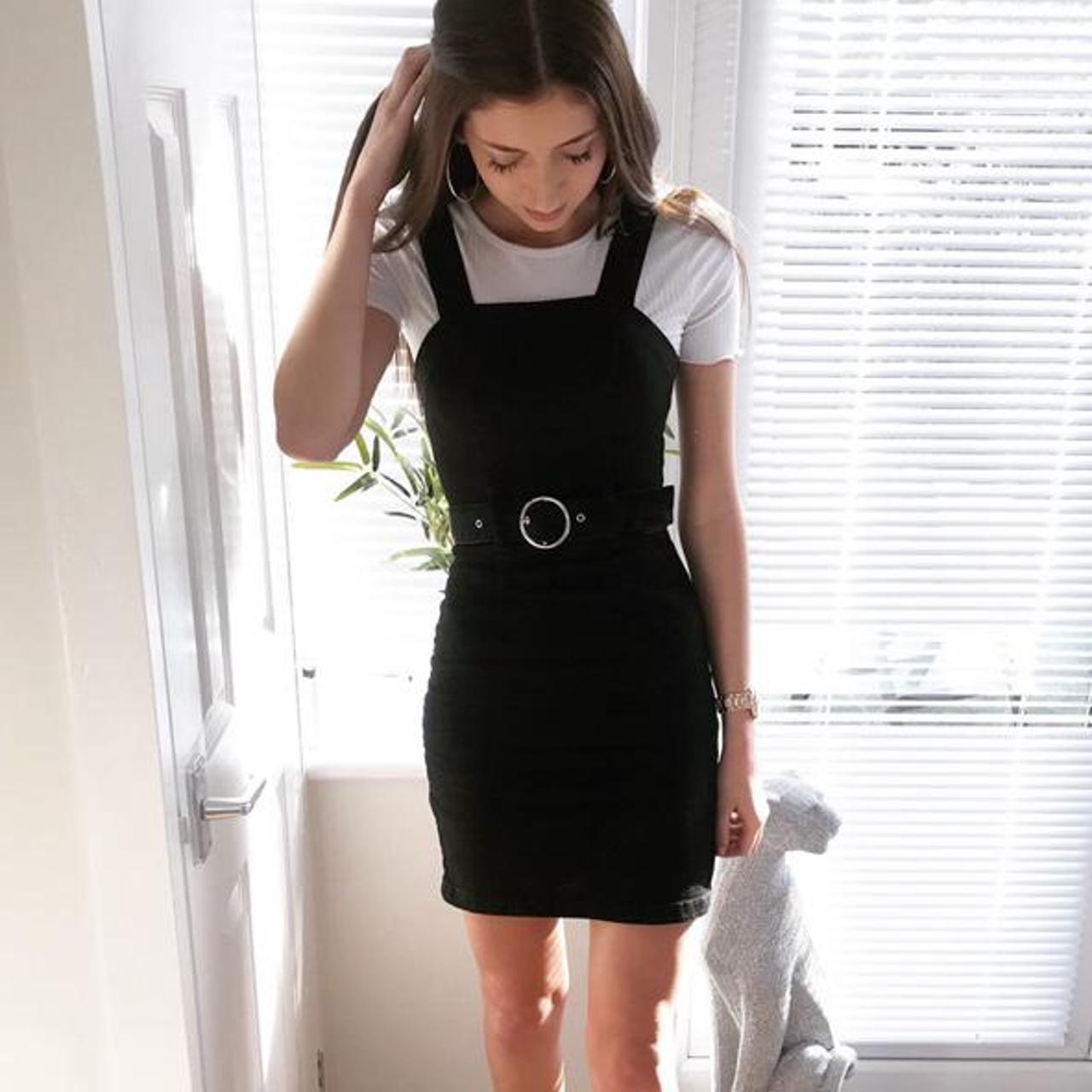 Black denim pinafore dress primark best sale