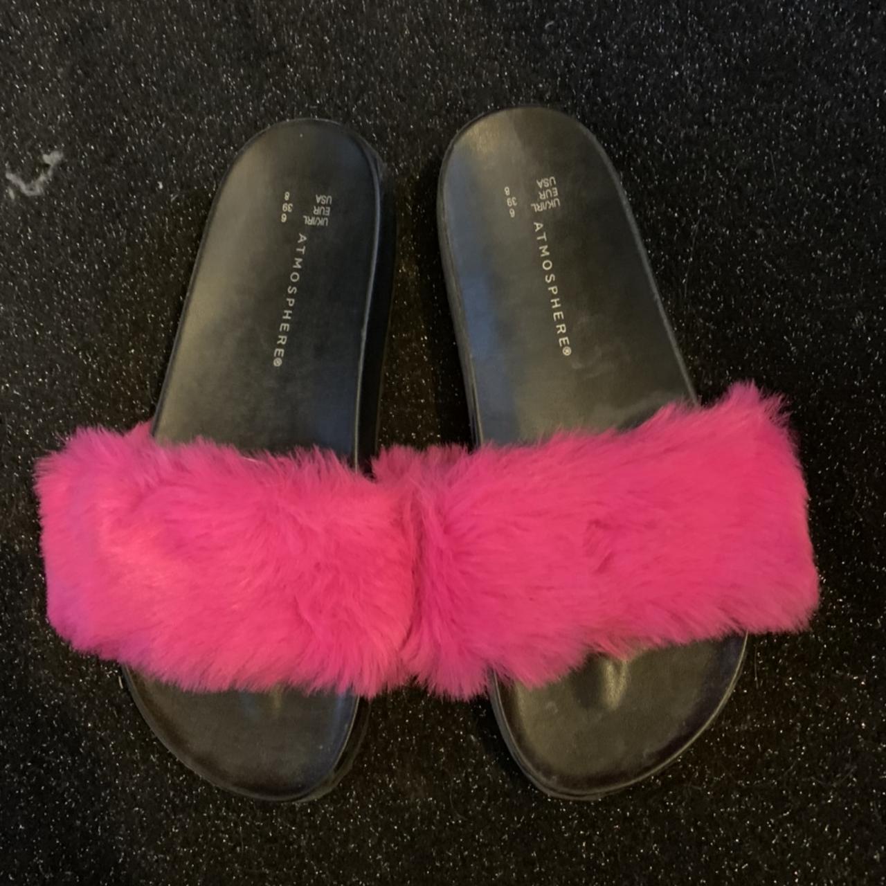 Pink fluffy sliders on sale primark