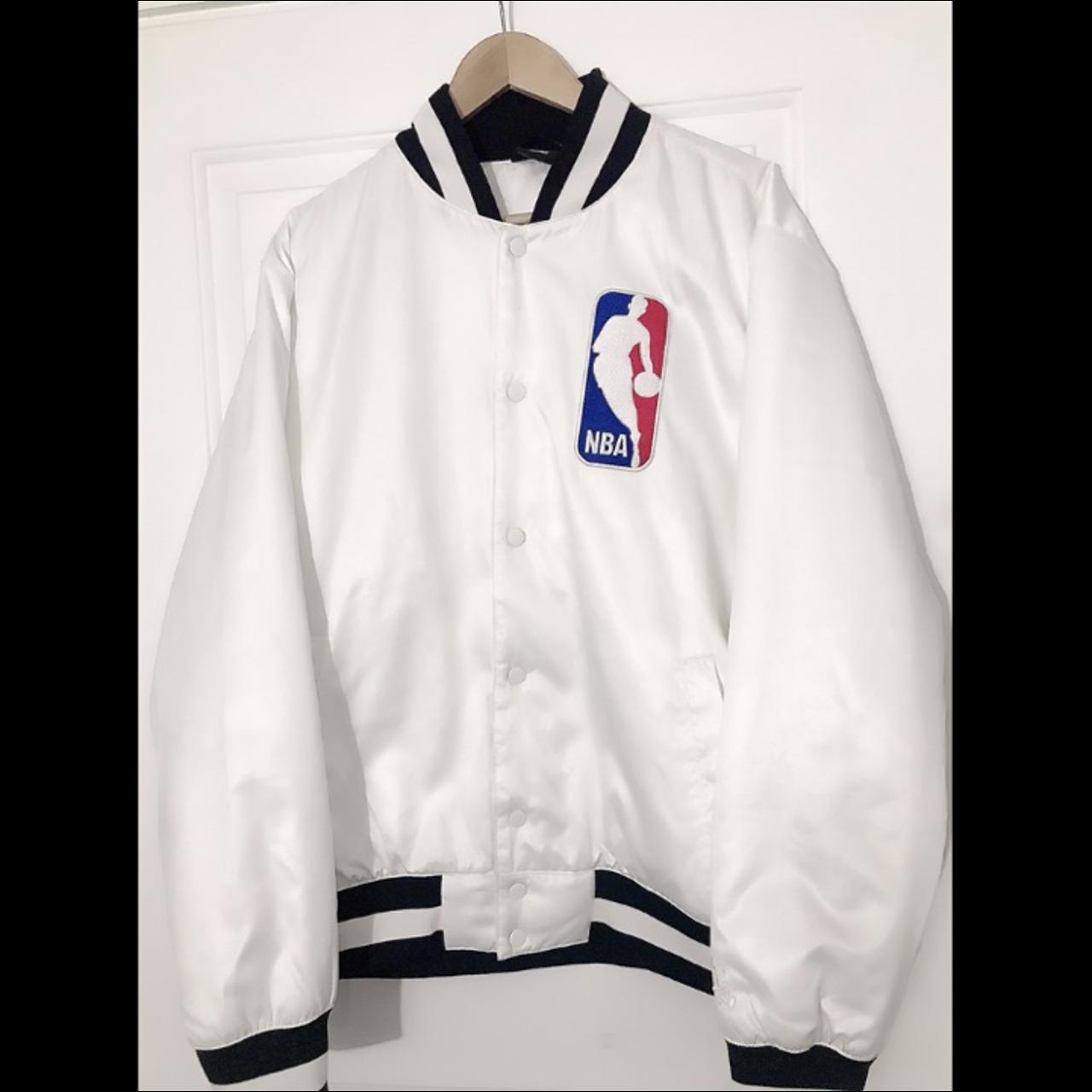 Nike SB x NBA Bomber Jacket White White Depop