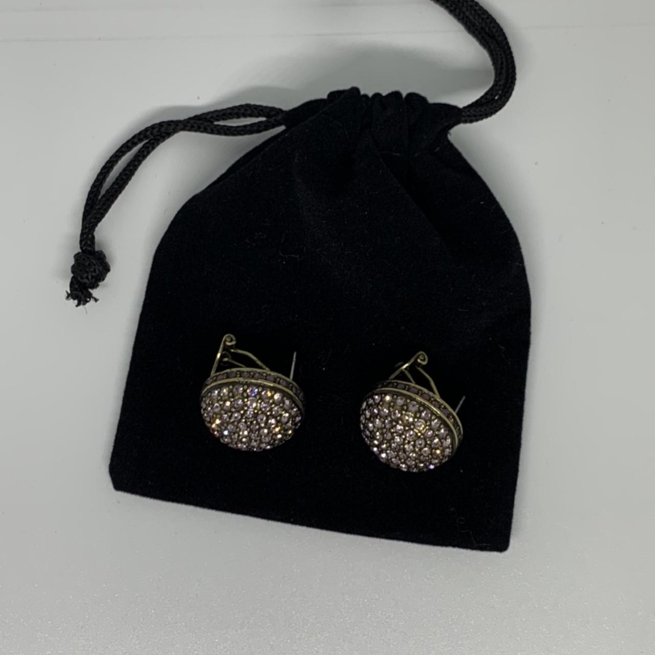 Lv gold rhinestone hoop earrings No missing - Depop