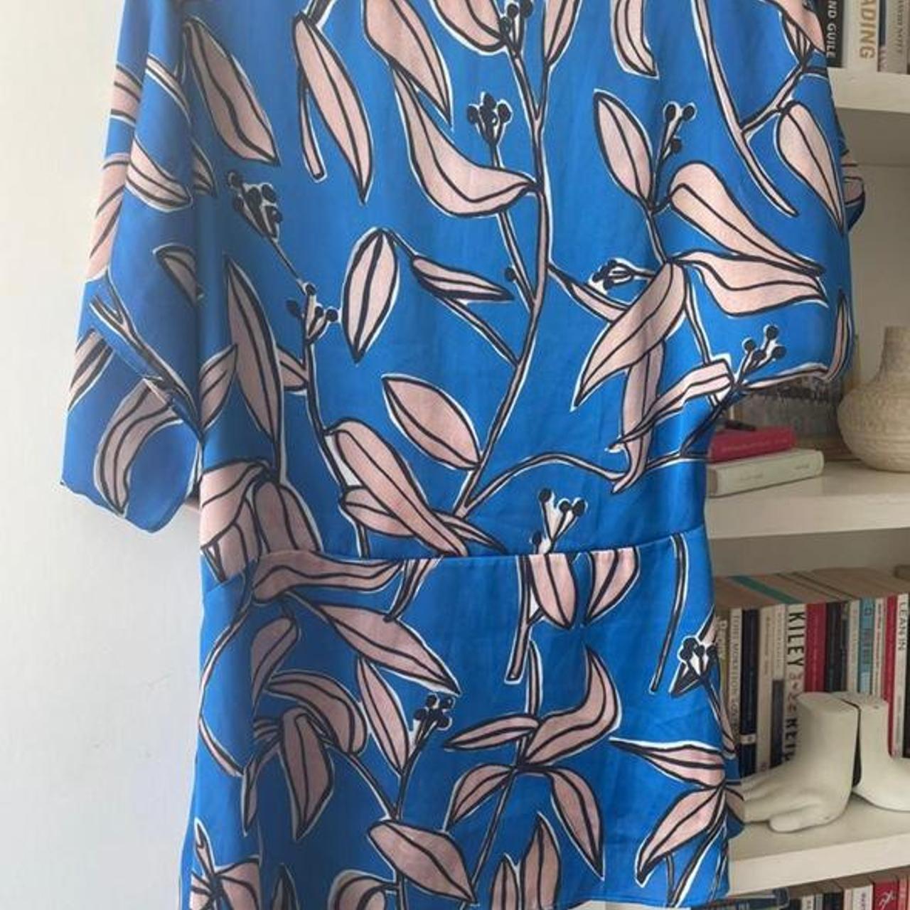 Silk blue Reiss top with an open slit back - Depop