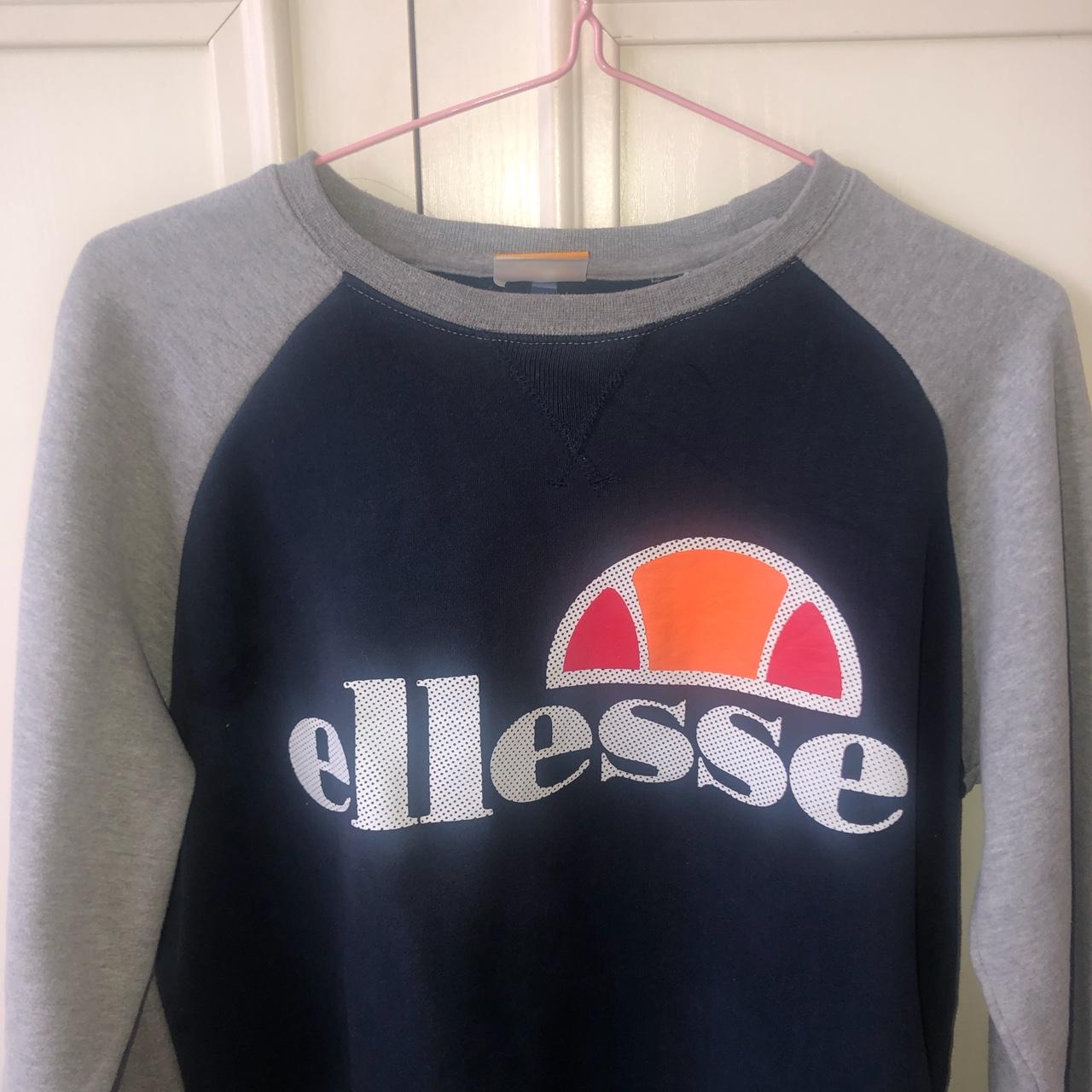 ELLESSE grey black and logo print sweatshirt logo... - Depop