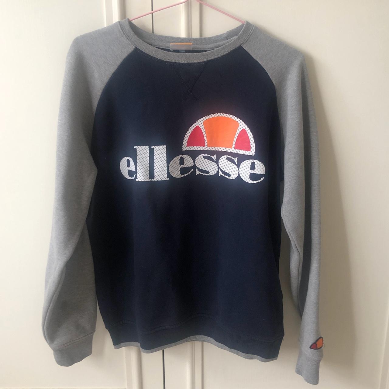 ELLESSE grey black and logo print sweatshirt logo... - Depop