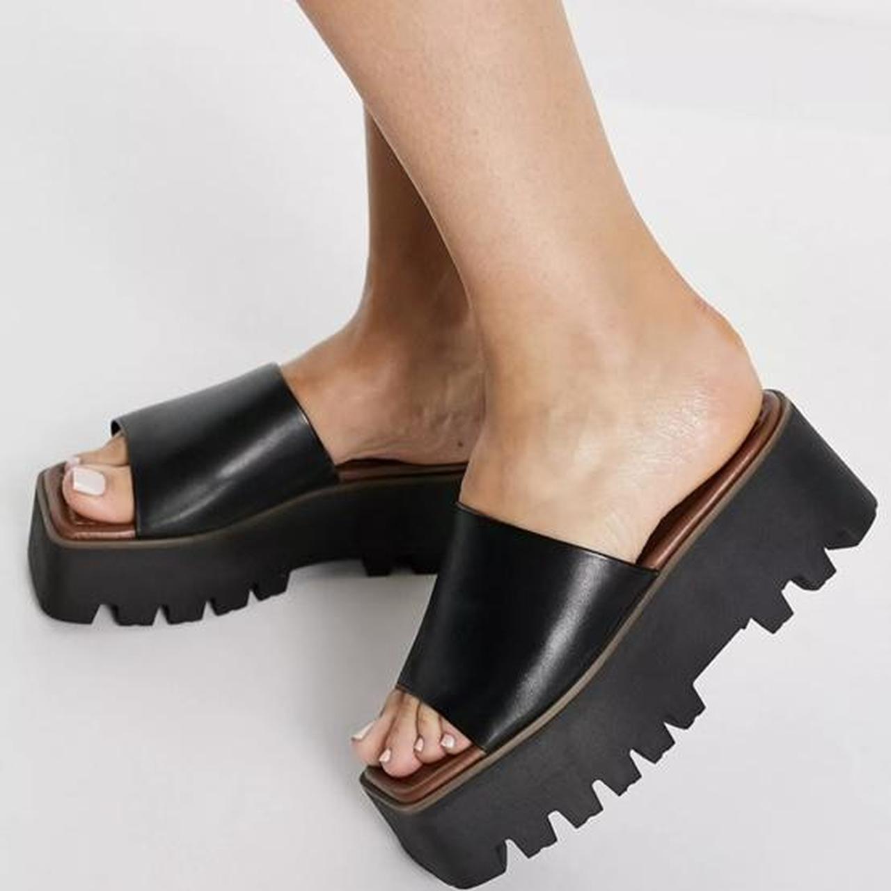 Real leather ASOS Premium platforms / slides RRP £50... Depop