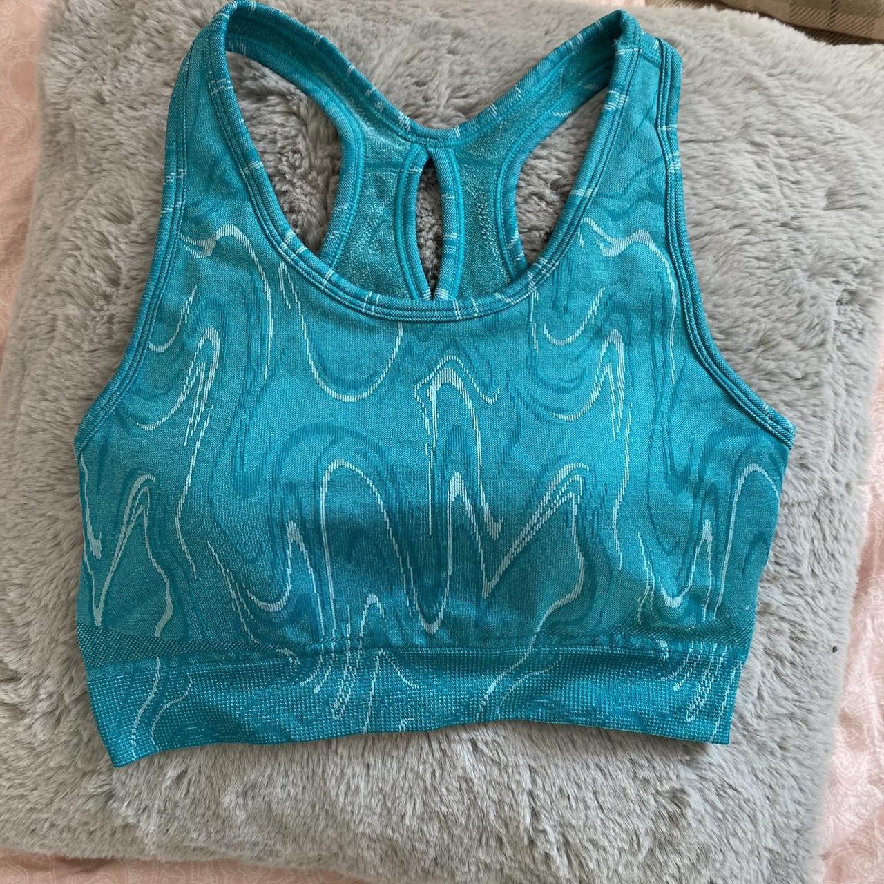 Women's Green and Blue Crop-top | Depop