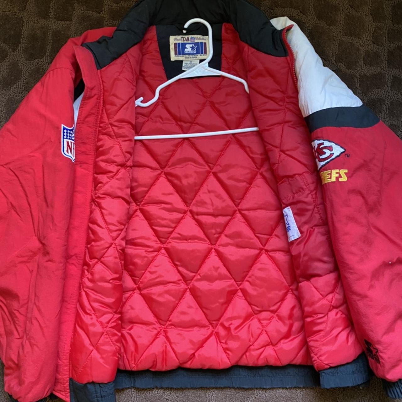 Vintage 90s Kansas City Chiefs Puffer Starter Jacket - Depop