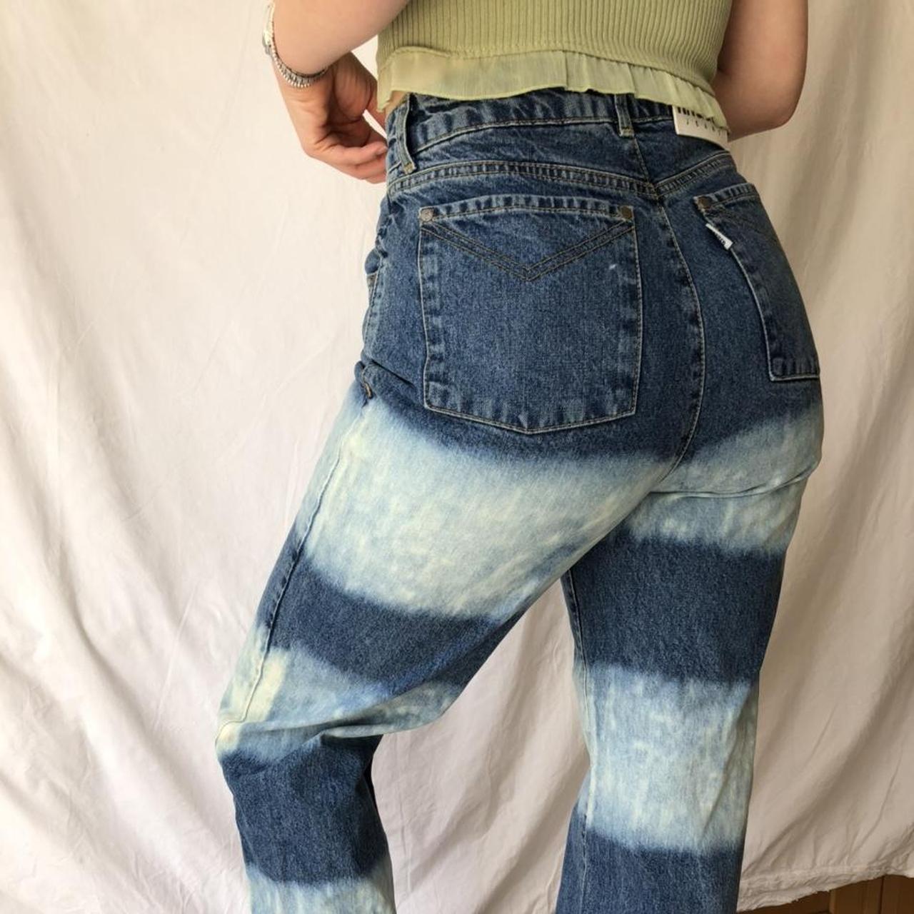 The Ragged Priest acid wash bleach stripe Jean denim... - Depop