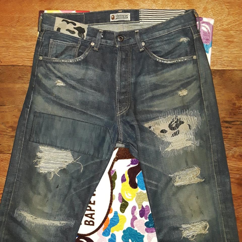 A Bathing Ape damaged denim Jeans. Japan exclusive... - Depop