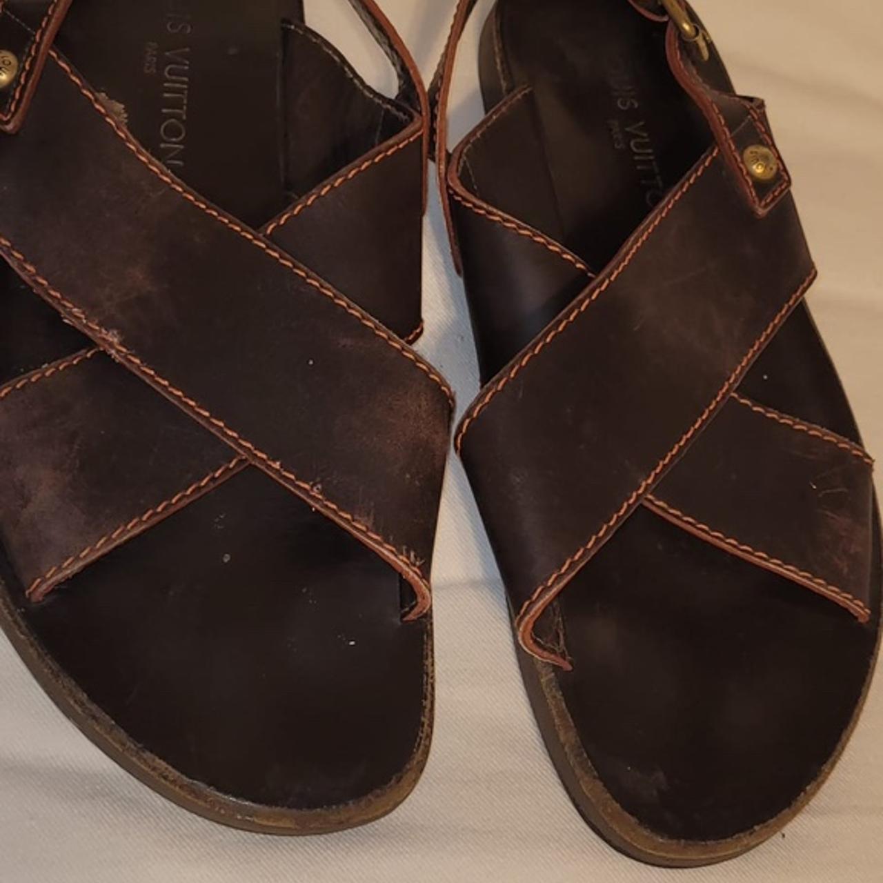 Louis Vuitton lv man shoes leather slides slippers sandals