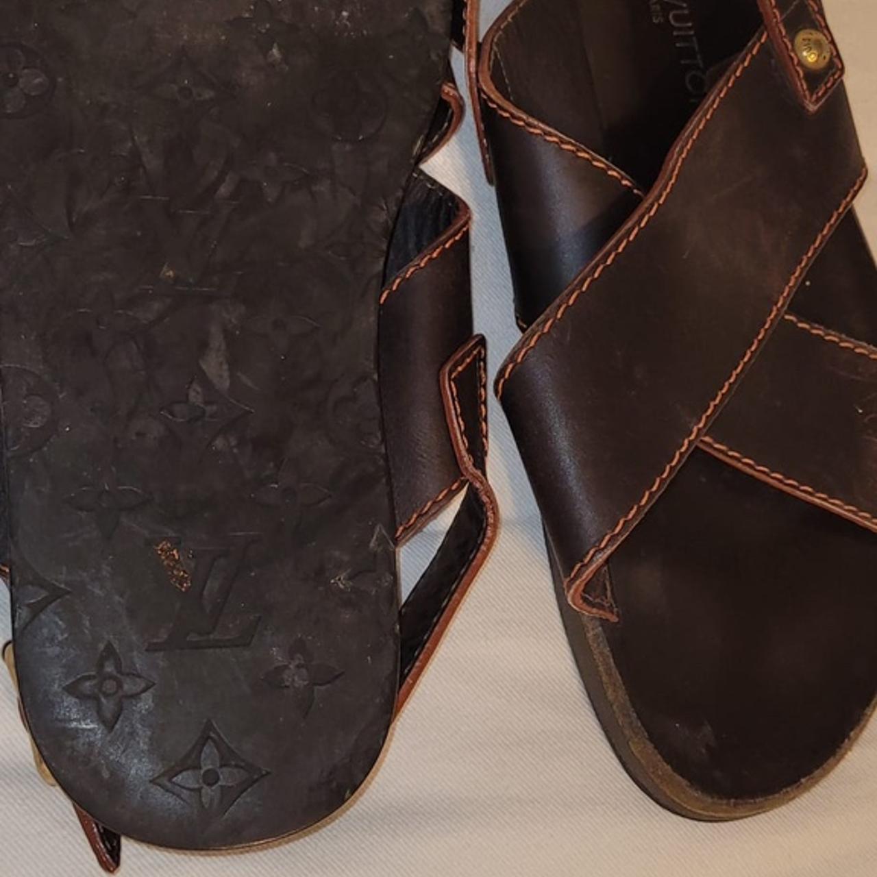 Louis Vuitton - Authenticated Sandal - Leather Brown Plain for Men, Very Good Condition