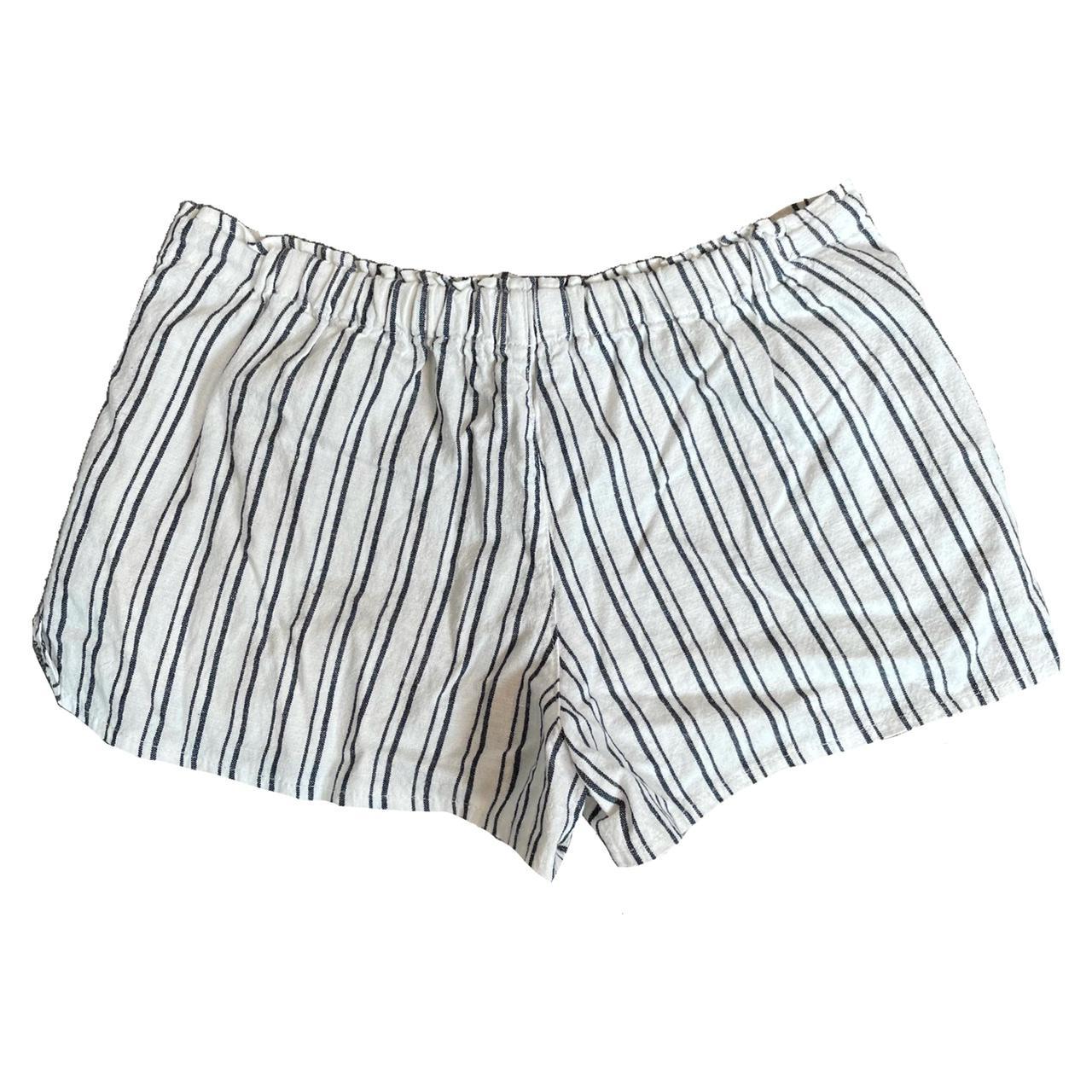 black and white striped linen brandy melville shorts... - Depop