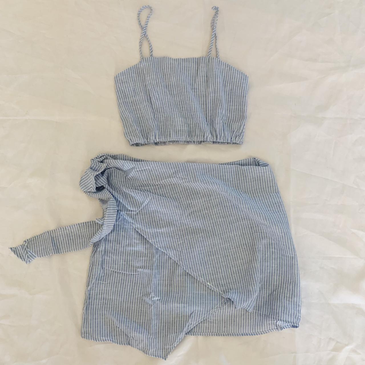 SHEIN Two Piece Set - Cropped Top w/ Skirt - Blue... - Depop