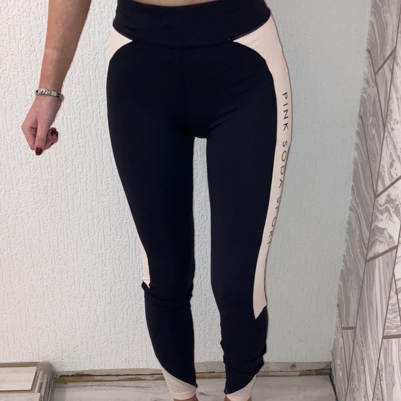 Size small pink and black pink soda leggings - Depop