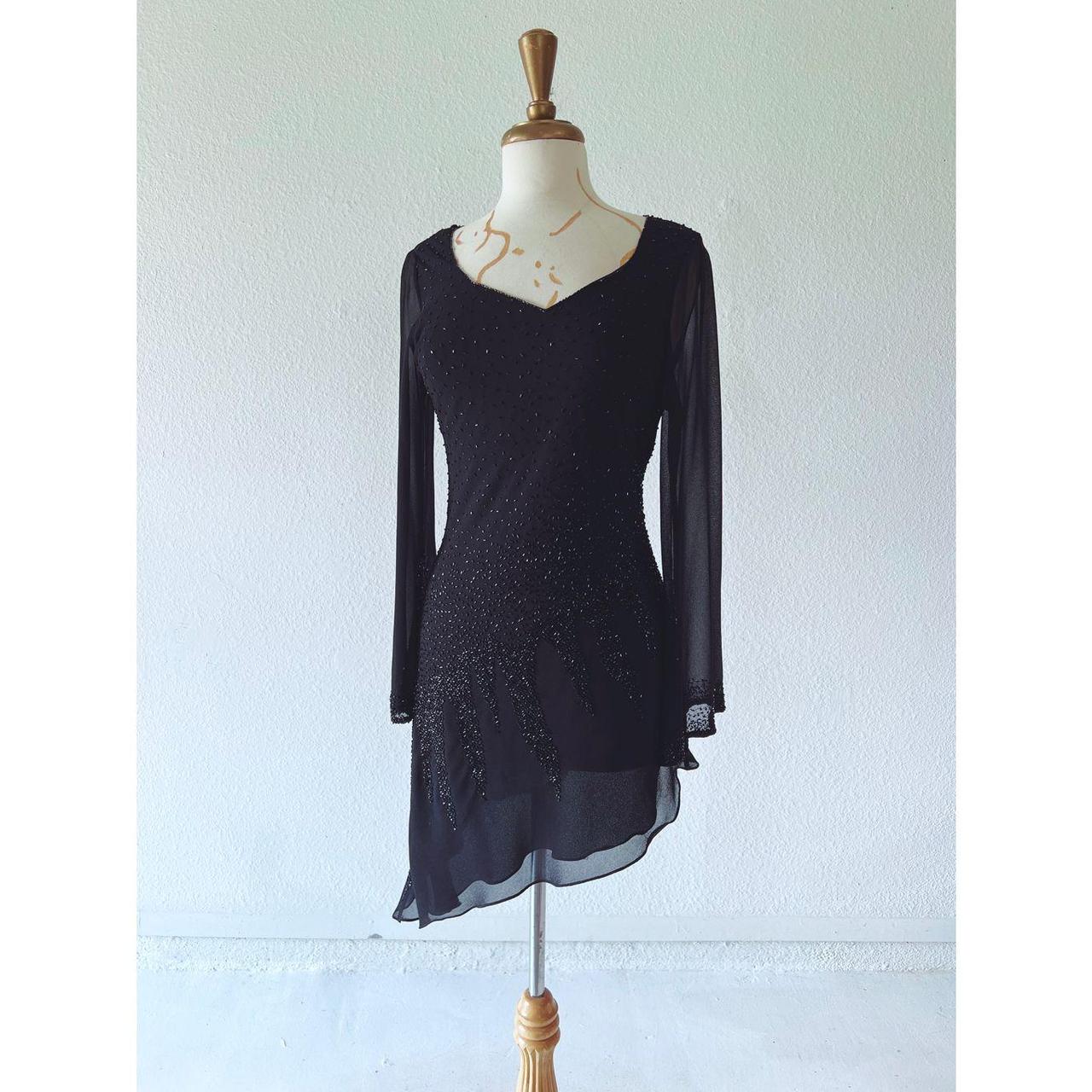 Jkara Black Beaded Mini Party Dress Gorgeous... - Depop