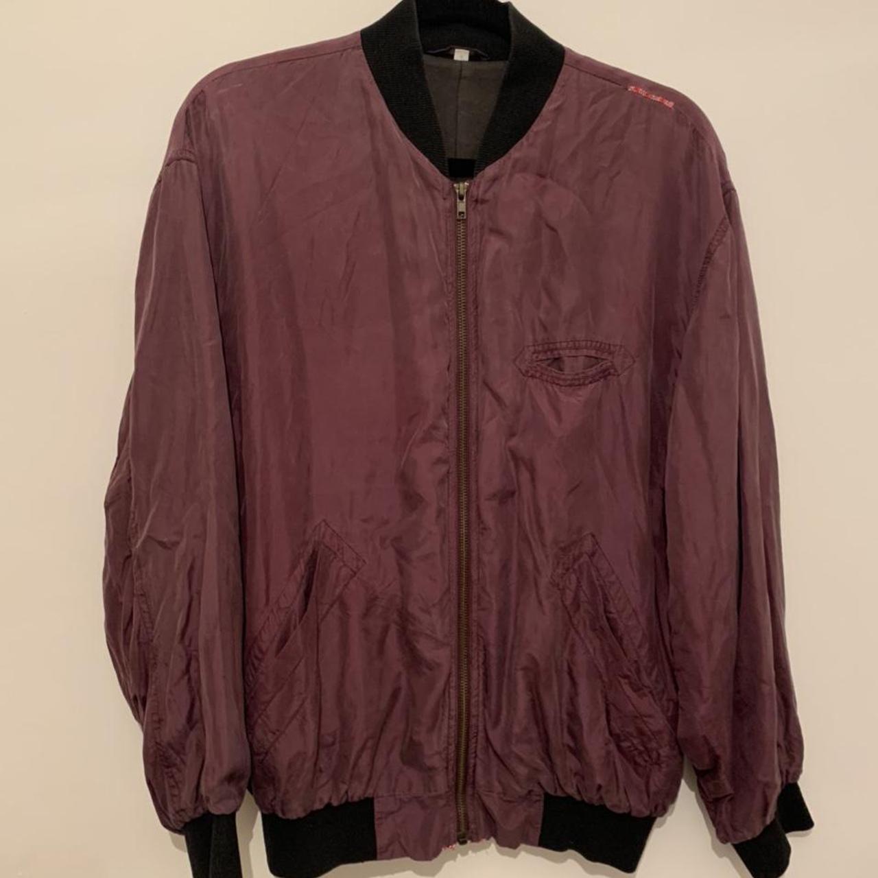Gorgeous vintage 100% silk bomber jacket, size M.... - Depop