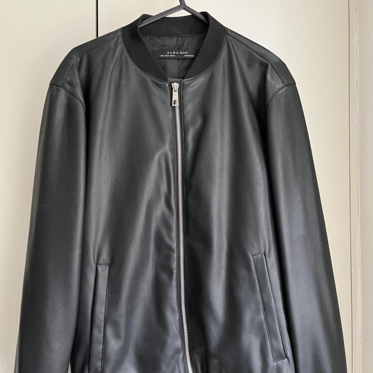 Mens Zara faux leather bomber jacket. Only worn a... Depop