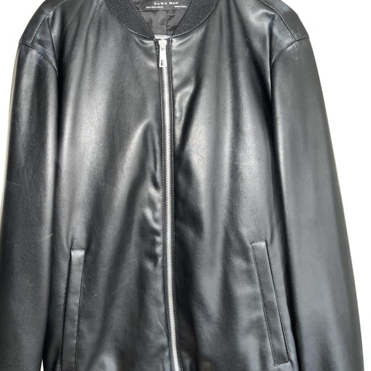 Mens Zara faux leather bomber jacket. Only worn a... - Depop