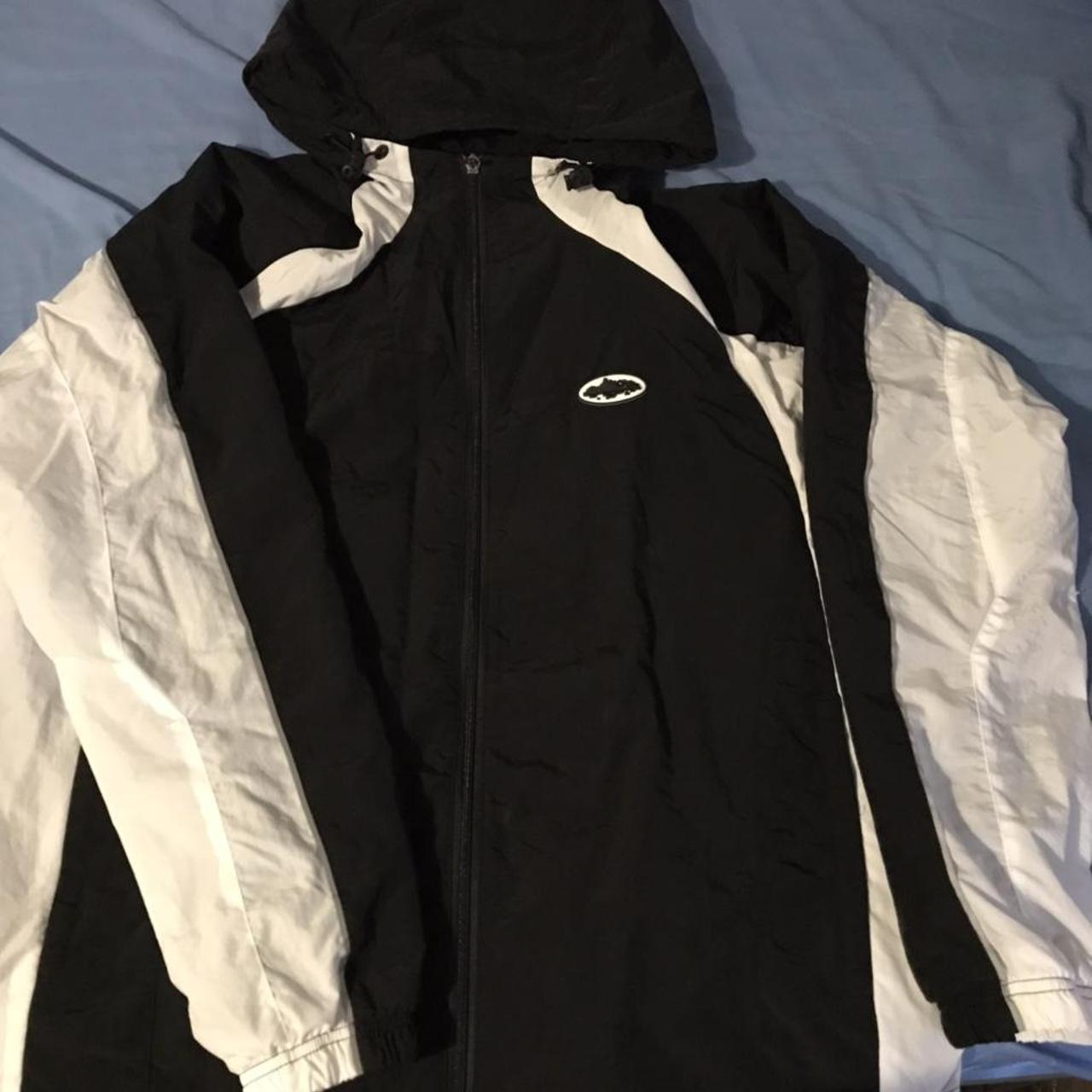 Corteiz spring jacket windbreaker black and white,... - Depop