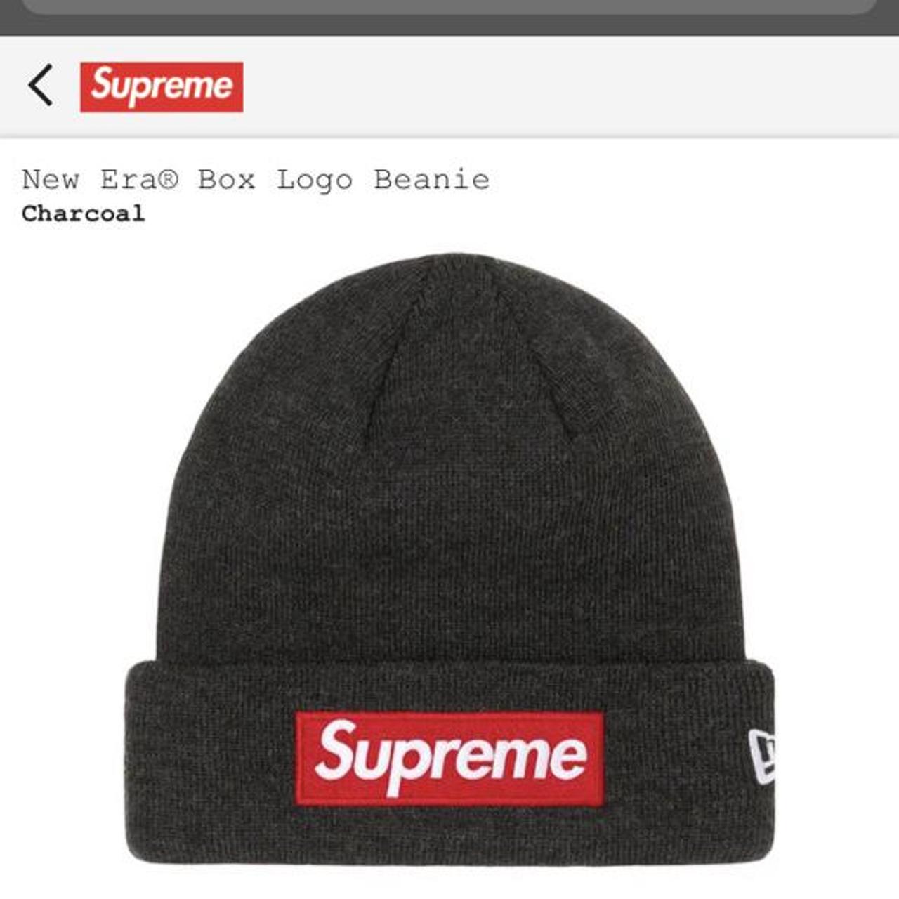 Supreme new era box logo beanie in charcoal... - Depop