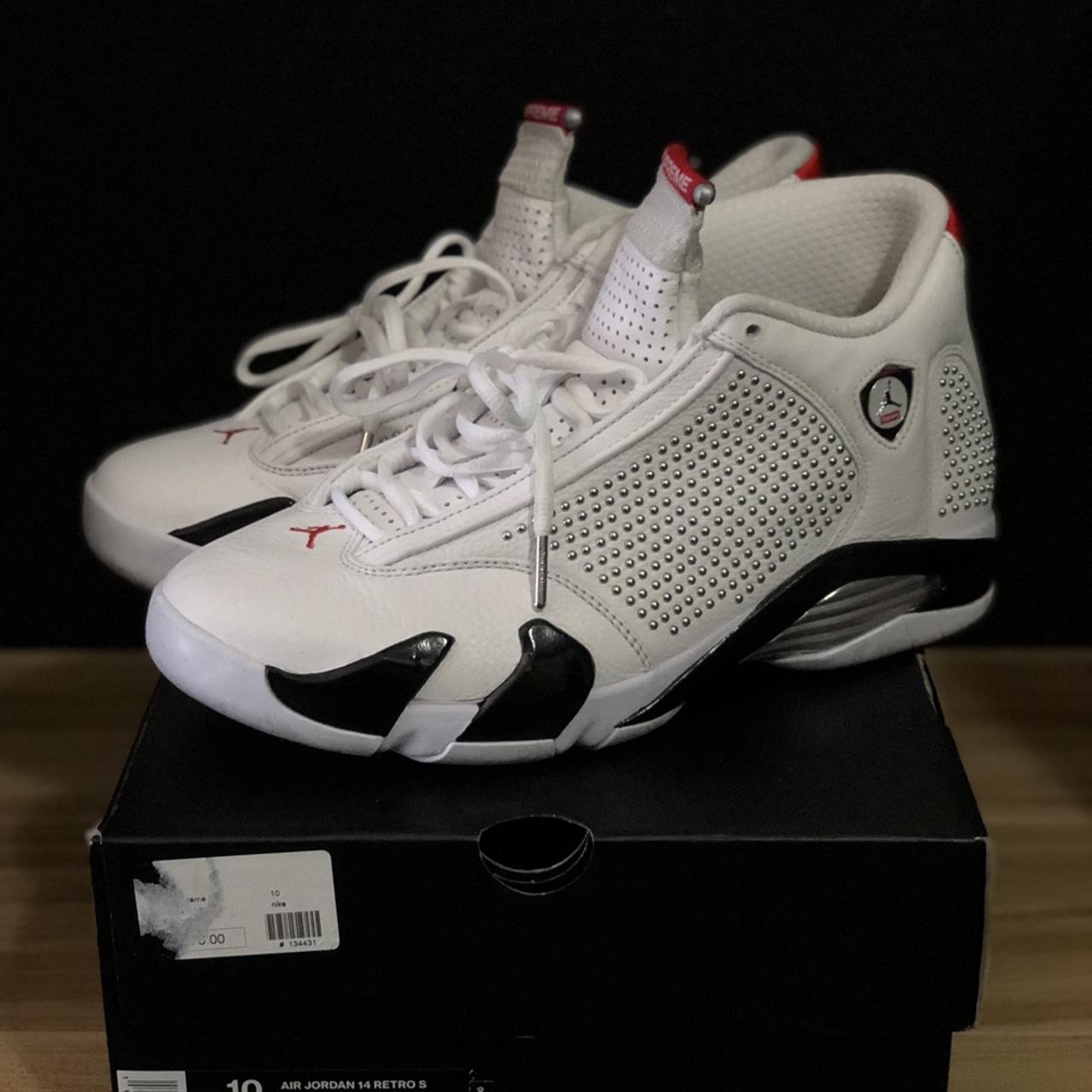 VNDS Air Jordan 14 Retro Supreme White Men's size... - Depop