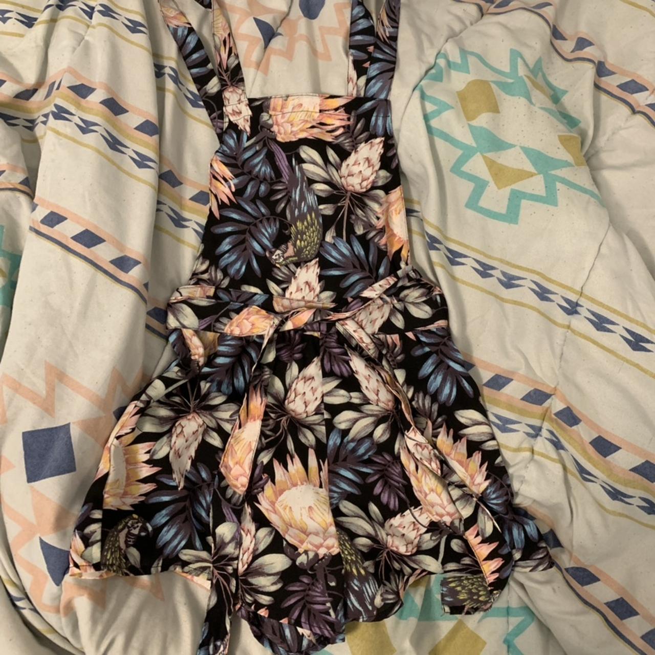 H M Divided Floral And Black Overall Romper Us Size Depop