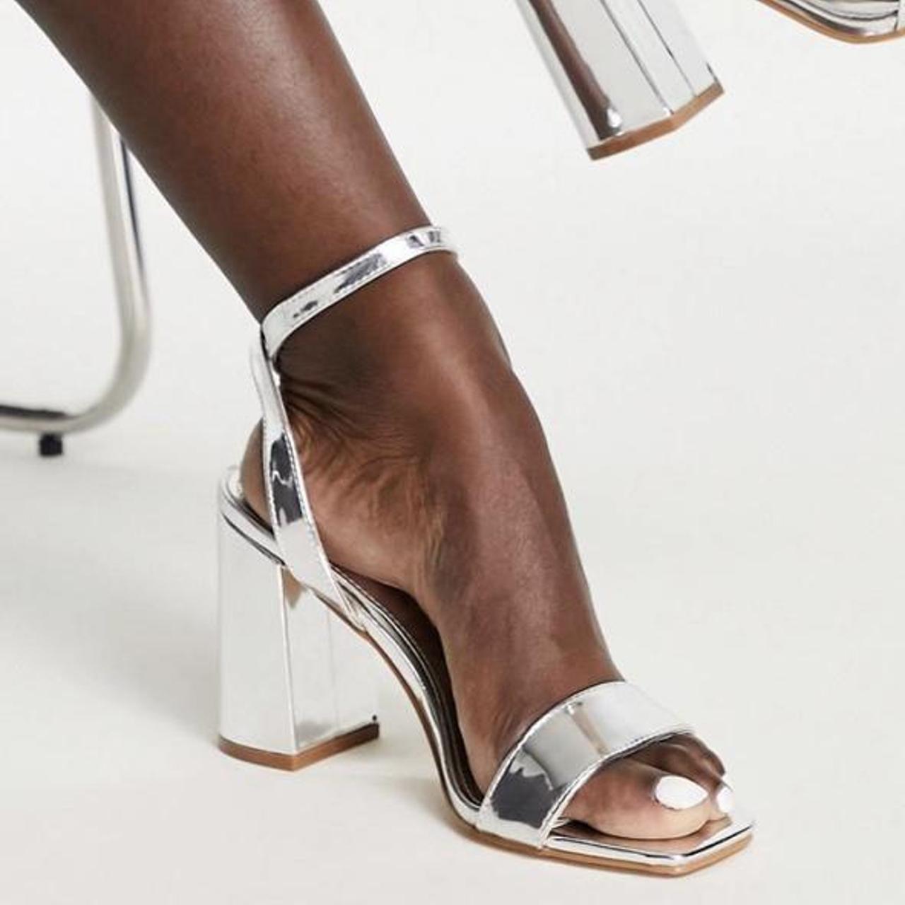 Be Mine Asos Silver Block Heel Sandals Be Mine Bridal Silver Heels
