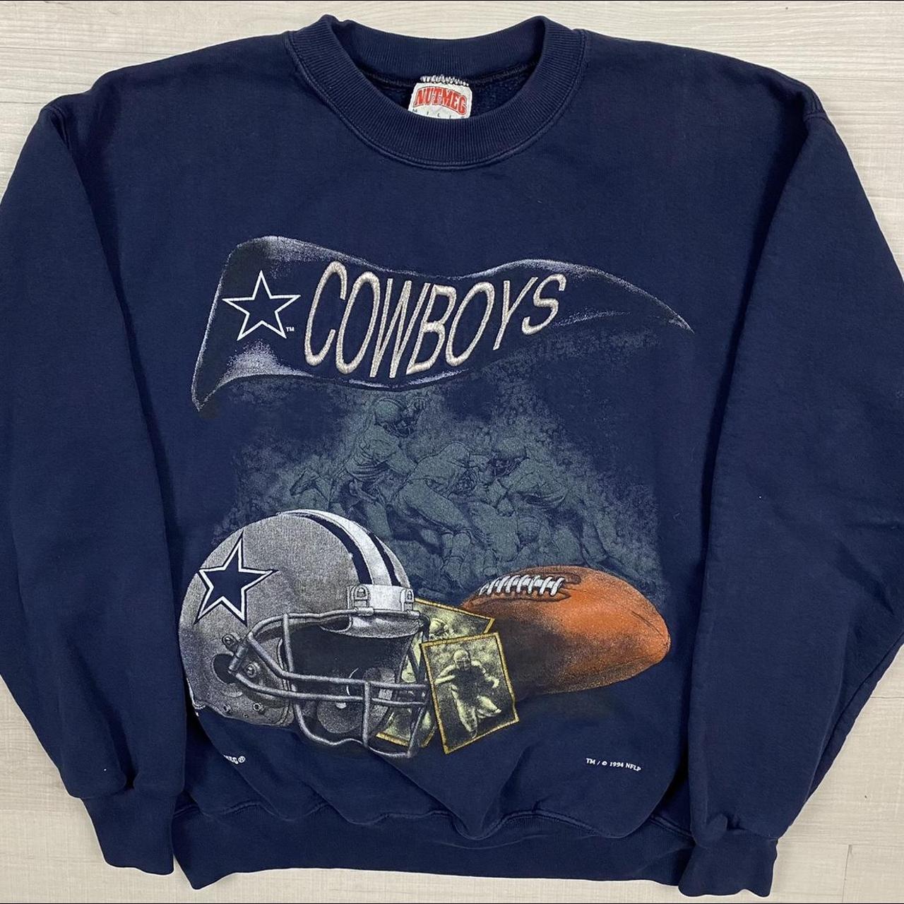 Vintage Dallas Cowboys Helmet Sweatshirt Crewneck Size XL Blue 90s NFL