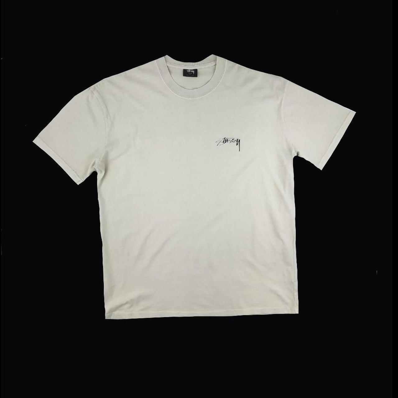 Cream stussy spellout t shirt Tag size :... - Depop