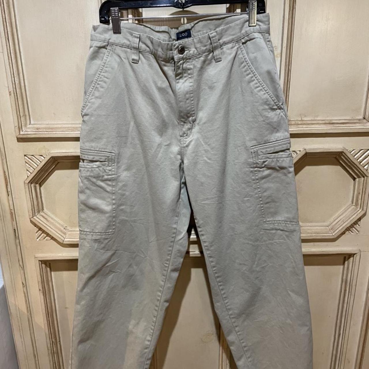 izod-mens-khaki-cargo-pants-size-30x32-depop