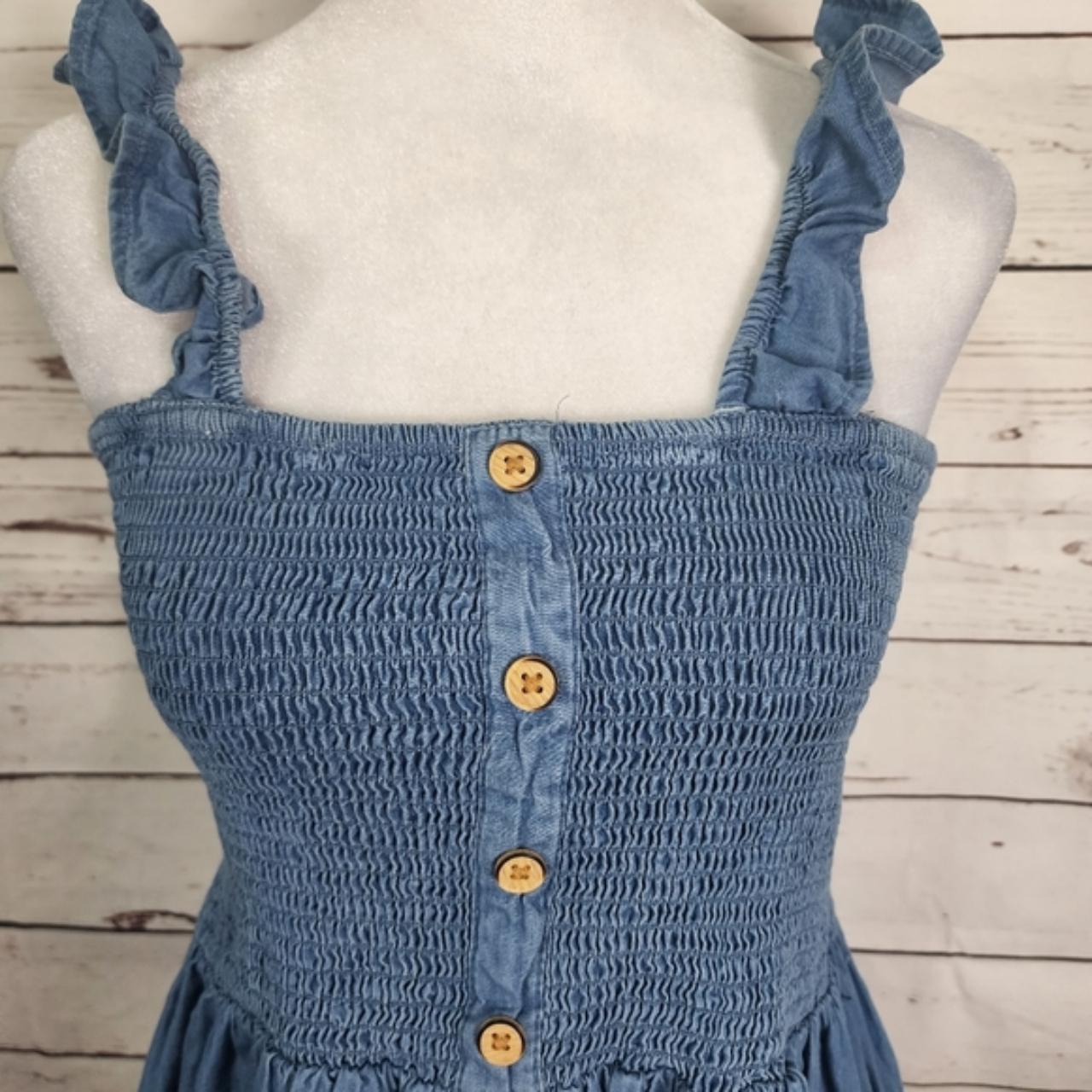 madison-grey-denim-dress-sz-l-m-sleeveless-casual-depop