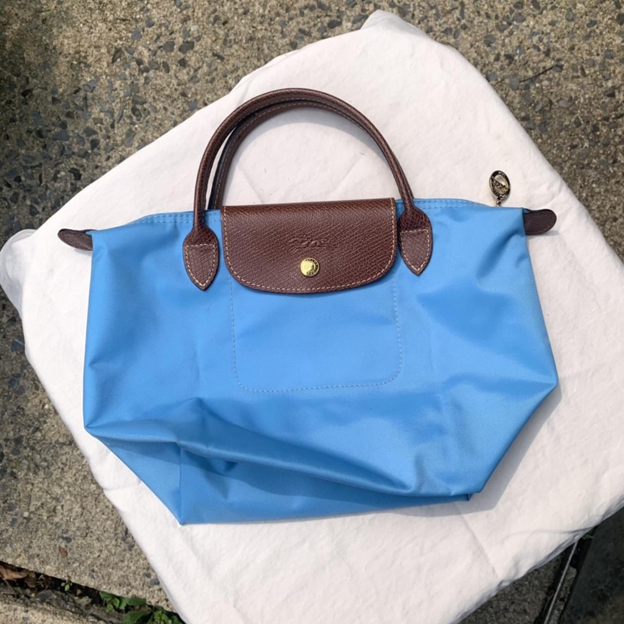 Never used blue small Longchamp Le Pilage Top Handle... - Depop