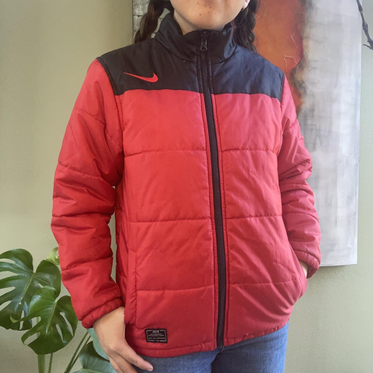 red nike puffer jacket women's