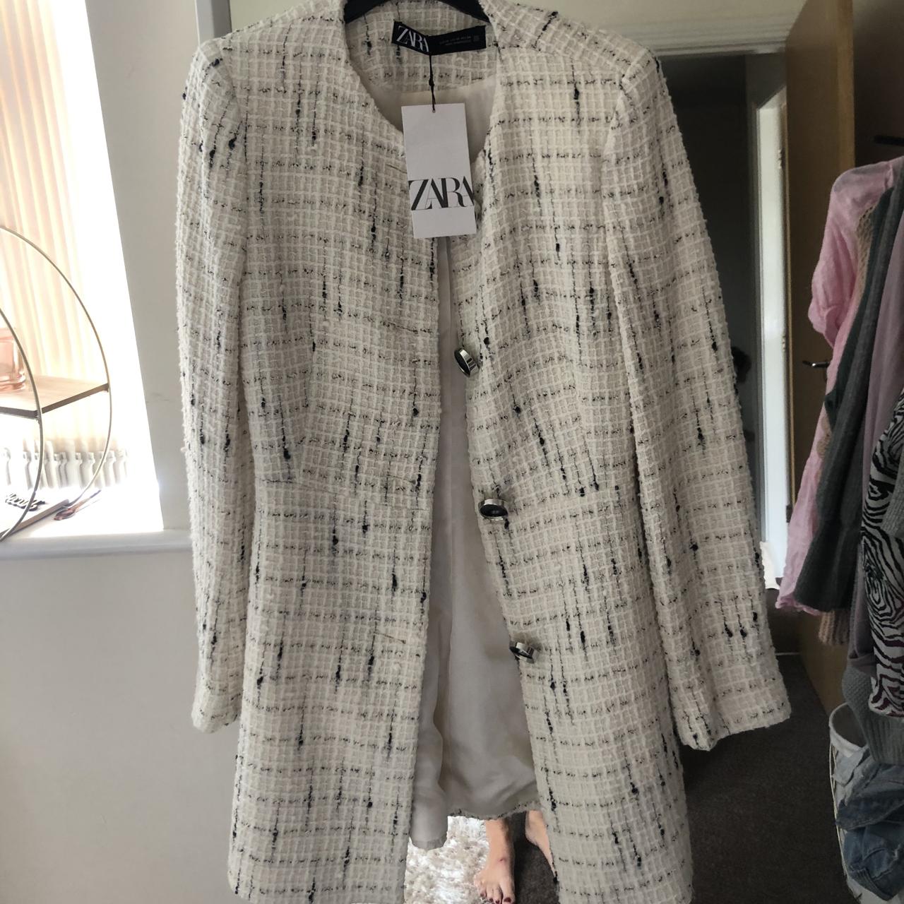 Cream zara jacket/coat fitted. Brand new with tags.... Depop