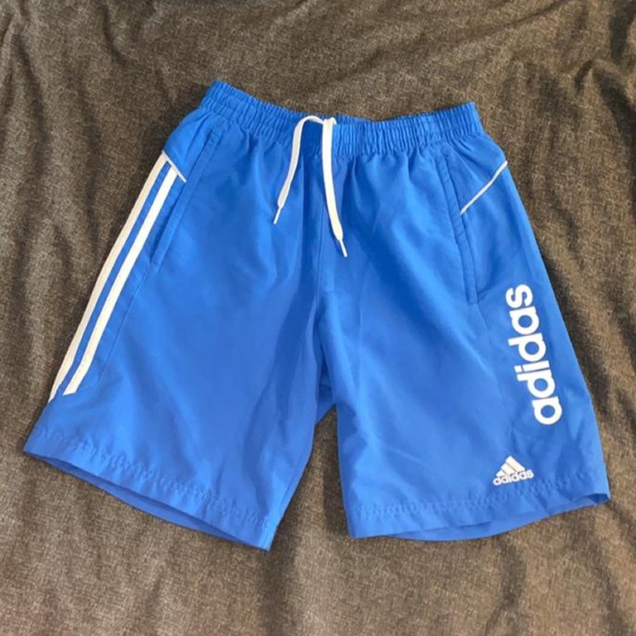 Adidas blue swim shorts size small, perfect for... - Depop
