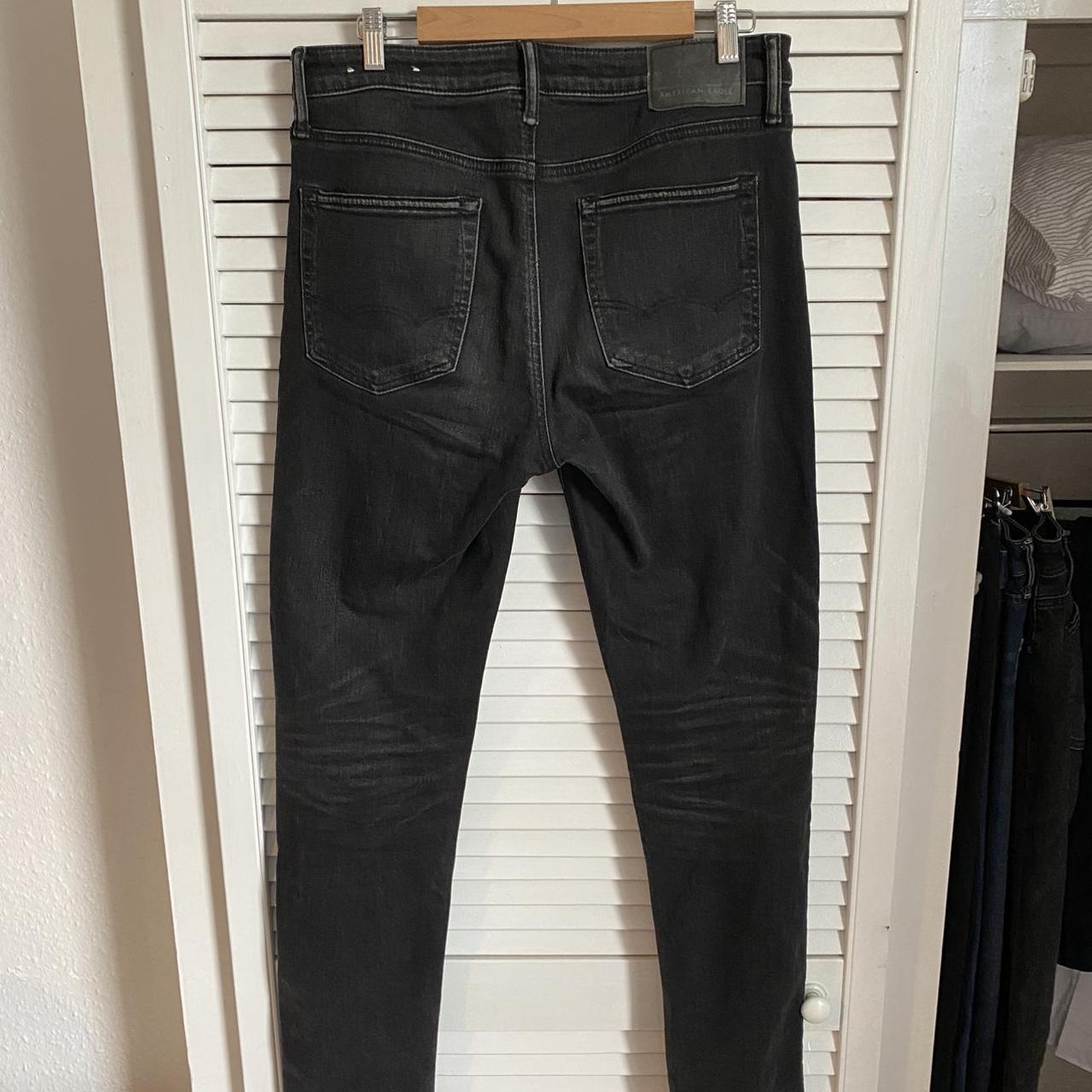 American eagle skinny fit air flex jeans in black,... - Depop