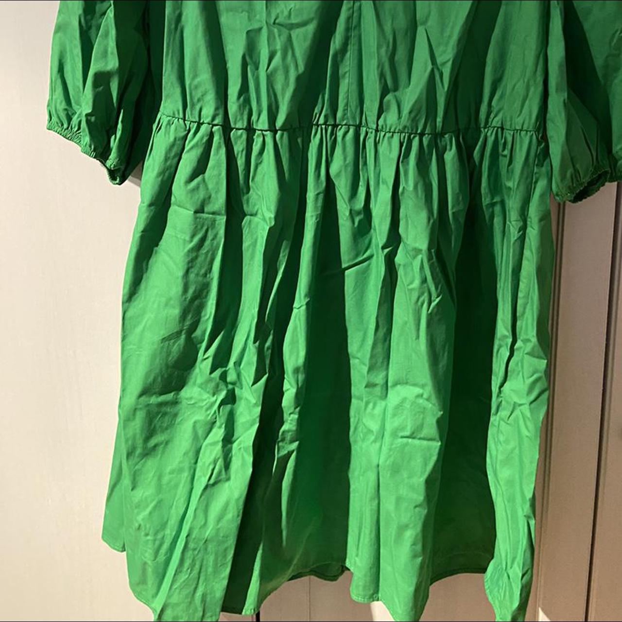  Green smock style dress with half arm length... Depop
