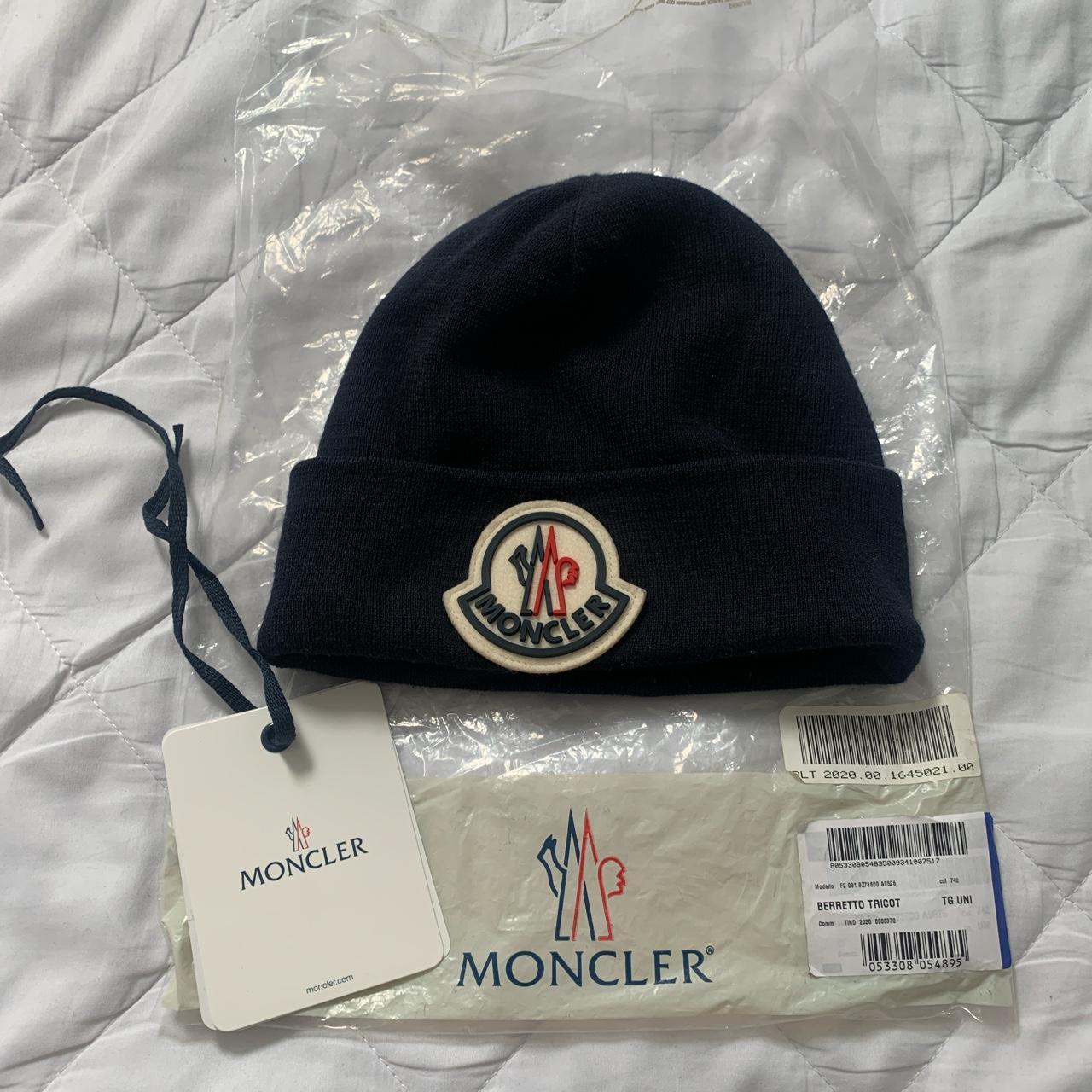 Moncler beanie Comes with bag and tags 100%... - Depop
